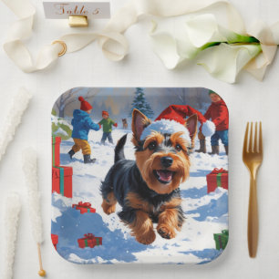 Assiettes En Carton Scottish Terrier coule la neige avec le Casquette 
