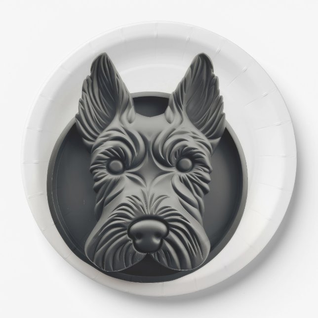 Assiettes En Carton Scottish Terrier Dog 3D inspiré (Devant)