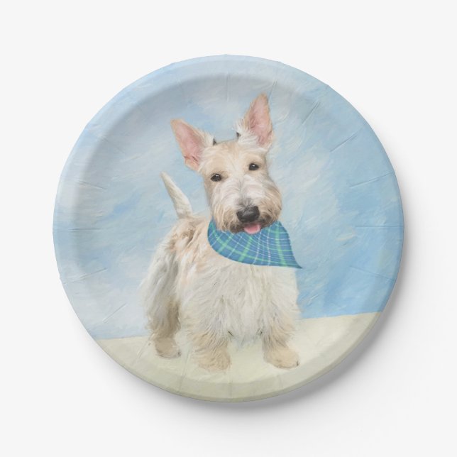 Assiettes En Carton Scottish Terrier Wheaten Dog Painting Art original (Devant)