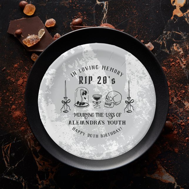 Assiettes En Carton Scribble RIP 20s Death to My Youth 30th Birthday (Créateur téléchargé)