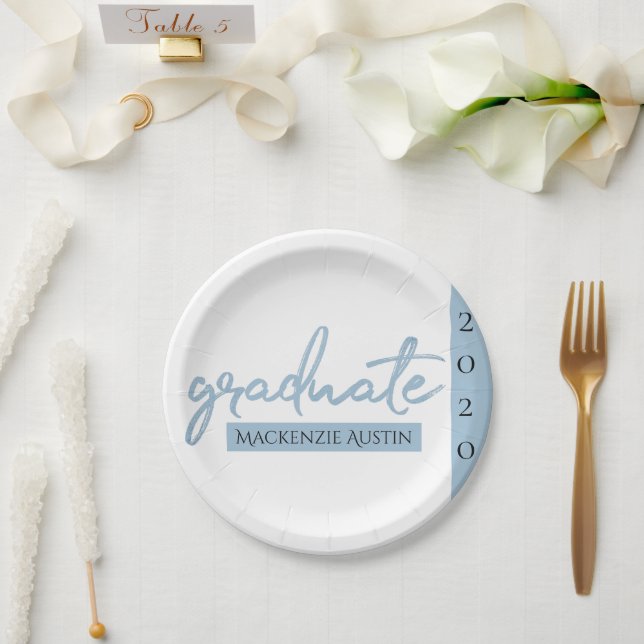 Assiettes En Carton Script Bleu clair | Brosse à oeufs Robin (Mariage)