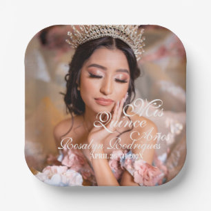 Assiettes En Carton Script Quinceanera photo 15e anniversaire