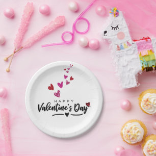 Assiettes En Carton Script Red Pink Hearts Script Saint Valentin