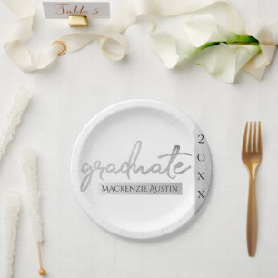 Assiettes En Carton Script Silver Gradué Faux Metallic tendance