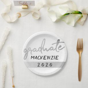 Assiettes En Carton Script Silver Gradué Faux Metallic tendance