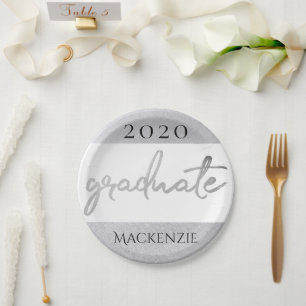 Assiettes En Carton Script Silver Gradué Faux Metallic tendance