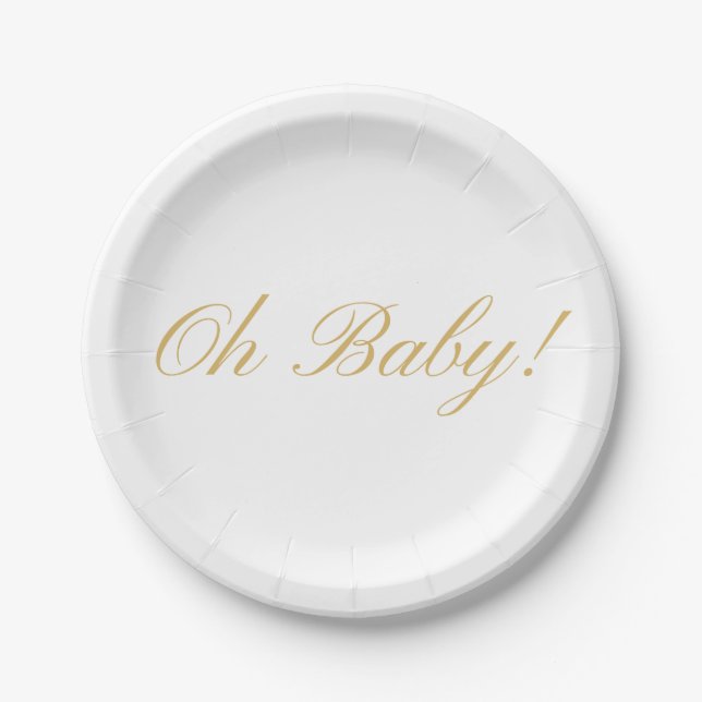 Assiettes En Carton Script simple Oh Baby| Baby shower (Devant)