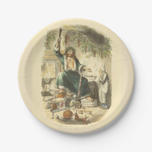 Assiettes En Carton Scrooge Fantôme de Noël Présent (Devant)