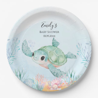 Assiettes En Carton Sea Turtle Baby Shower Paper Plates