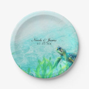 Assiettes En Carton Sea Turtle Ocean Beach Art Mariage élégant Personn