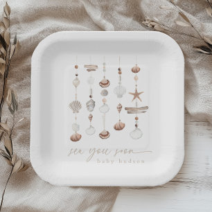 Assiettes En Carton Sea You Bientôt Boho Beach Baby shower