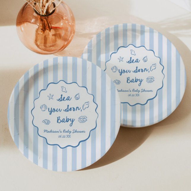 Assiettes En Carton Sea You Soon Baby Coastal Baby Shower (Créateur téléchargé)