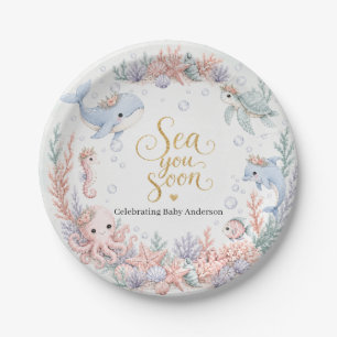 Assiettes En Carton Sea You Soon Sous la Mer Fête de Bébé Neutre