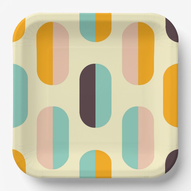 Assiettes En Carton Seamless geometric pattern in retro vibes (Recto)