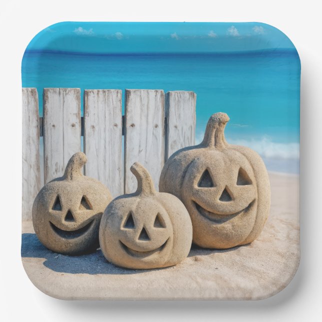 Assiettes En Carton Seashore Sand Jack o' Lanterns  (Recto)
