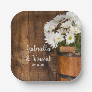 Assiettes En Carton Seau en bois Blancs marmites Country Grange Mariag