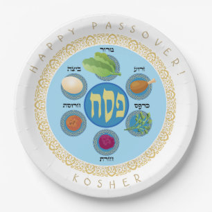 Assiettes En Carton Seder de pêche Kosher six aliments différents de