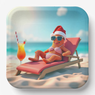 Assiettes En Carton Seigneurie de Noël Bain de soleil dans un bikini