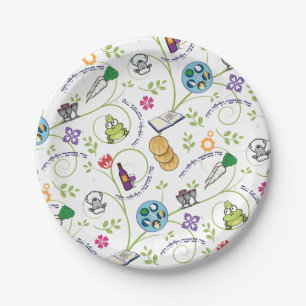 Assiettes En Carton Seigneurs de la Pessah Grenouilles à vin de Matza