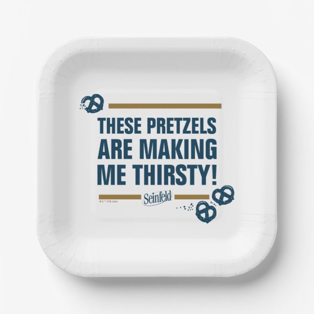 Assiettes En Carton Seinfeld | Graphique de typographie "Ces Pretzels" (Recto)