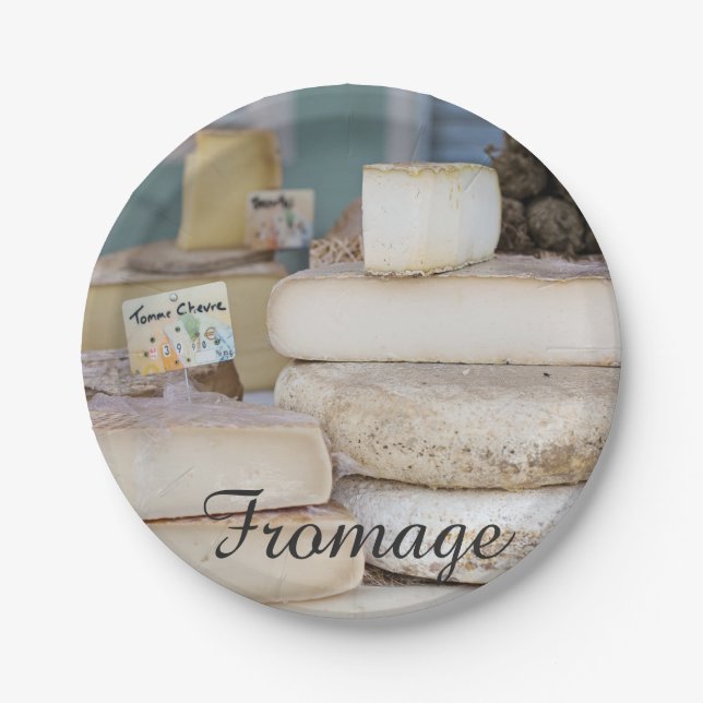 Assiettes En Carton Sélection rustique de fromages français (Devant)