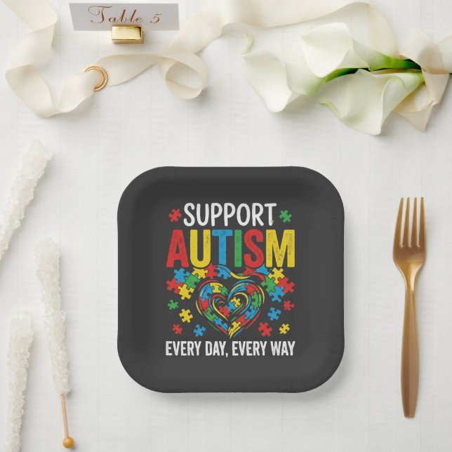 Assiettes En Carton Sensibilisation à l'autisme (Mariage)