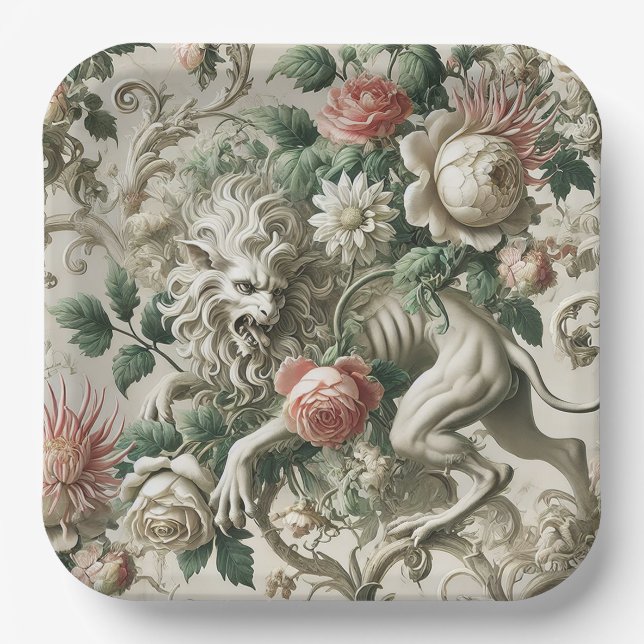 Assiettes En Carton Sentinelle de Bloombound – Conception florale goth (Recto)