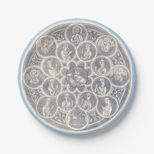 Assiettes En Carton Sept vertus et Jésus-Christ