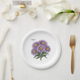 Assiettes En Carton Septembre Aster Mois de naissance Floral personnal