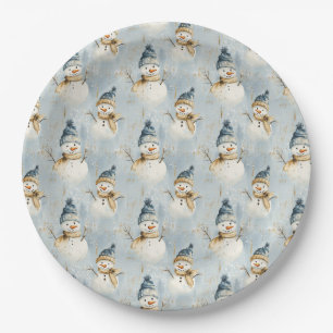 Assiettes En Carton Sérénade de bonhomme de neige