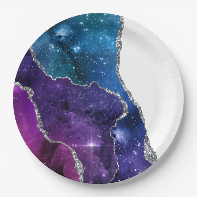 Assiettes En Carton Série Galaxie Agate Design 23 (Devant)