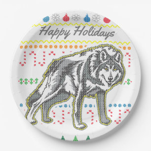 Assiettes En Carton Série sur la faune de Wolf Ugly Christmas Sweat