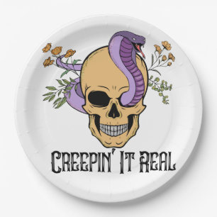 Assiettes En Carton Serpent à crâne floral Vibes d'Halloween