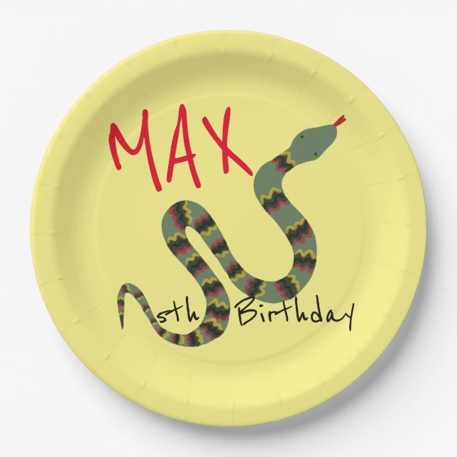 Assiettes En Carton Serpent à la découverte de l'anniversaire du safar (Devant)