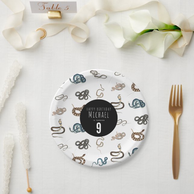 Assiettes En Carton Serpents colorés Reptile Animal fête d'anniversair (Mariage)