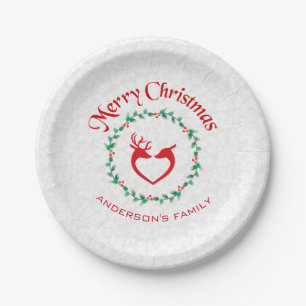 Assiettes En Carton Serrure de Noël Et Cerfs