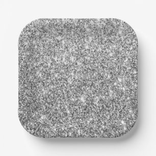 Assiettes En Carton Serviette en papier de fête pailletée Luxe Argent