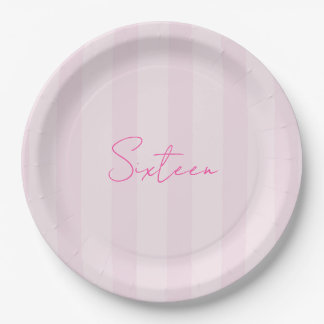 Assiettes En Carton Serviette en papier rayée rose pour fête d'anniver