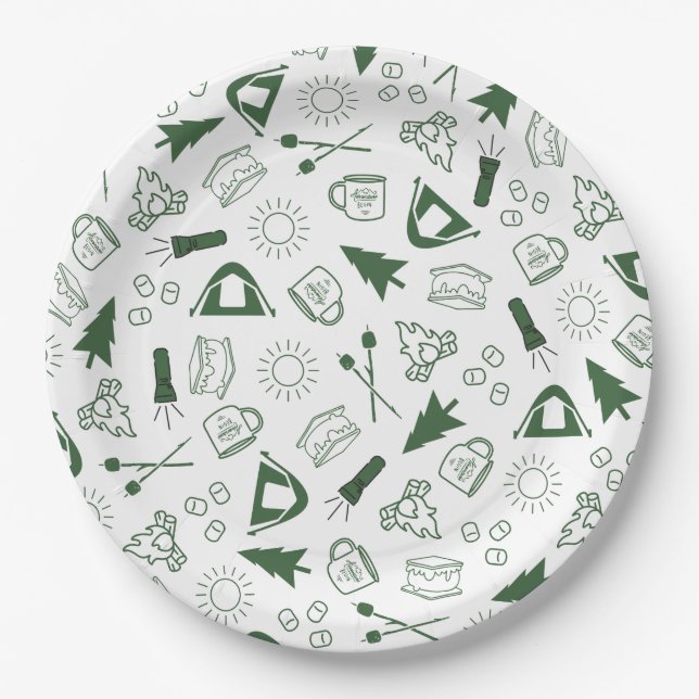 Assiettes En Carton Serviette en papier verte Camp Bachelorette (Devant)