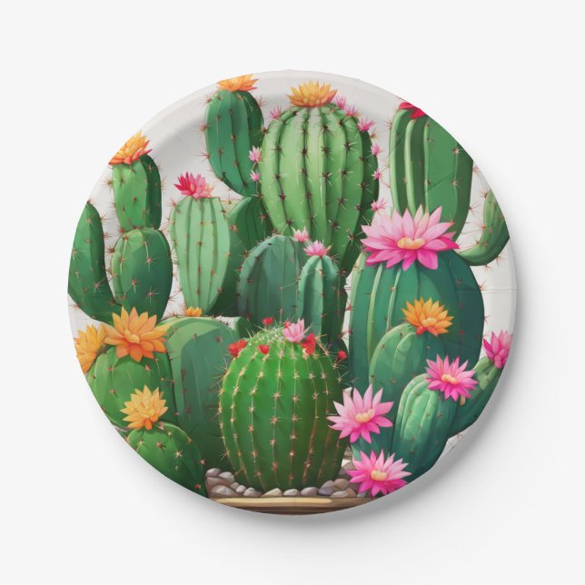 Assiettes En Carton serviettes cactus (Devant)