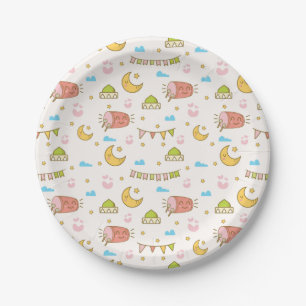 Assiettes En Carton Serviettes colorées amusantes Ramadan et fête de l