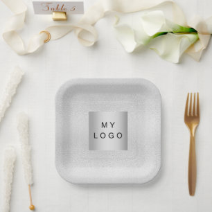 Assiettes En Carton Serviettes de logo Silver Business
