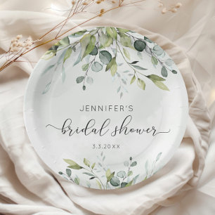 Assiettes En Carton Serviettes de shower de mariage élégantes à l'euca