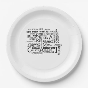 Assiettes En Carton serviettes de toilette de la ville américaine