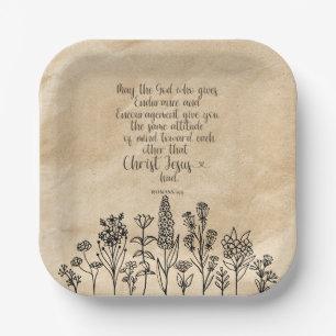 Assiettes En Carton Serviettes en papier avec le verset biblique Romai