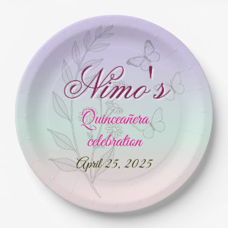 Assiettes En Carton Serviettes Pastel Botanique Quinceañera 