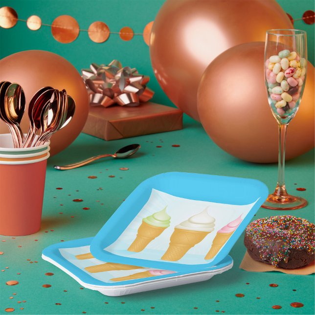Assiettes En Carton Servir Doux Crème de glace cônes amusant Dessert d (Créateur téléchargé)