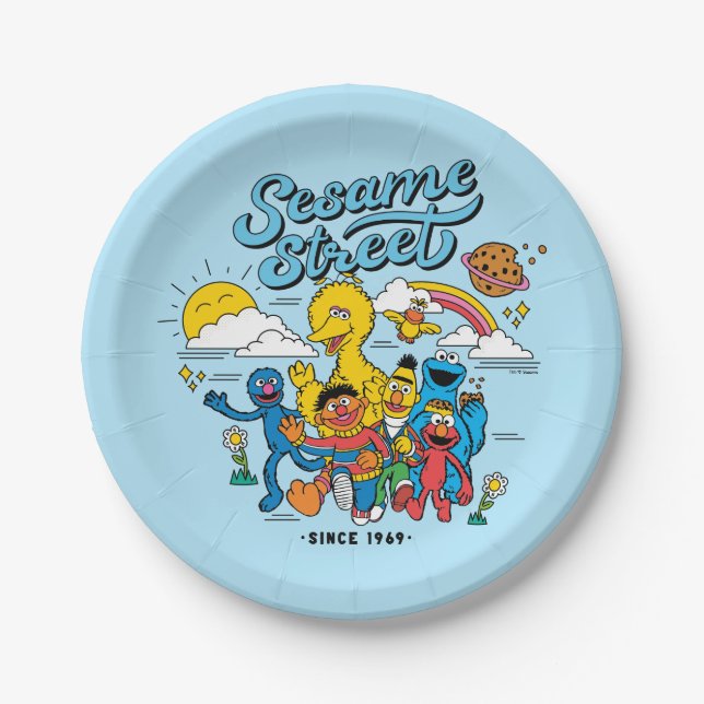 Assiettes En Carton Sesame Street | Amis depuis 1969 (Devant)