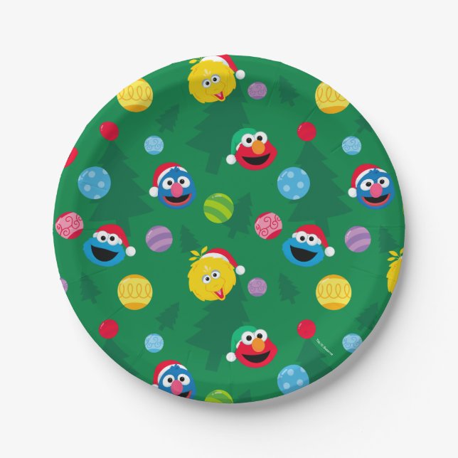 Assiettes En Carton Sesame Street Christmas Tree Motif (Devant)