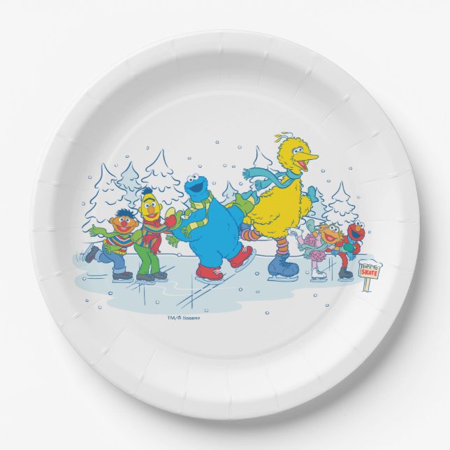 Assiettes En Carton Sesame Street | Ice Skating Friends (Devant)